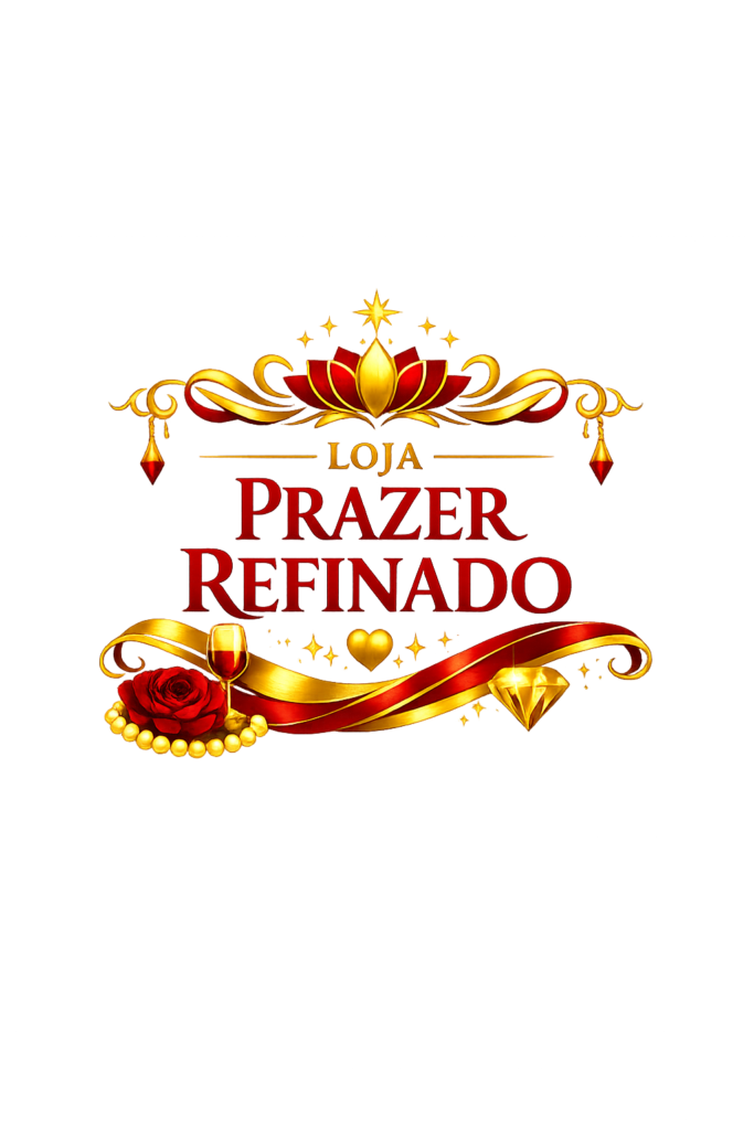 Loja e Curadoria | Prazer Refinado &mdash; logo elegante em dourado e vinho com elementos simb&oacute;licos de luxo, equil&iacute;brio e autenticidade.