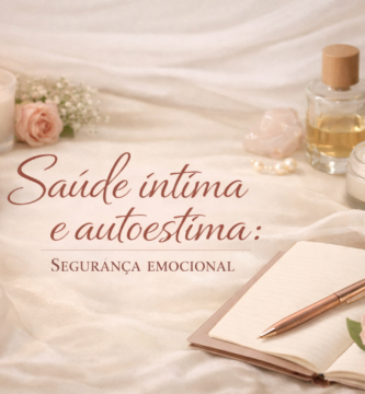 Imagem elegante com elementos de autocuidado, velas e flores, ilustrando o tema Saúde íntima e autoestima: Segurança emocional.