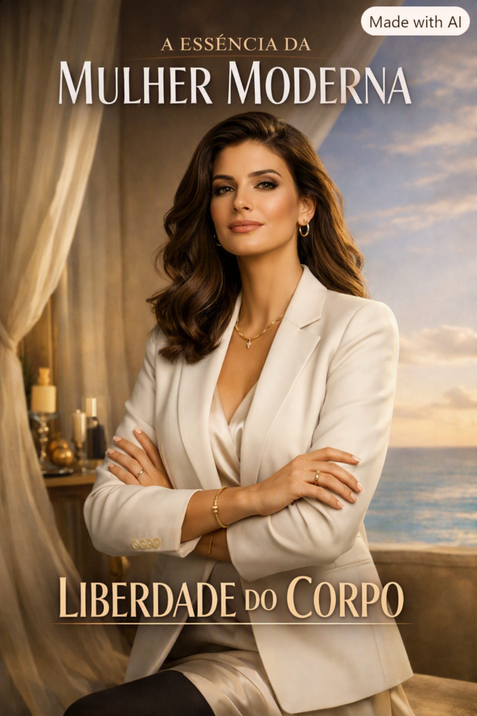 A Essência da Mulher — retrato elegante de uma mulher moderna simbolizando liberdade, confiança e bem-estar.